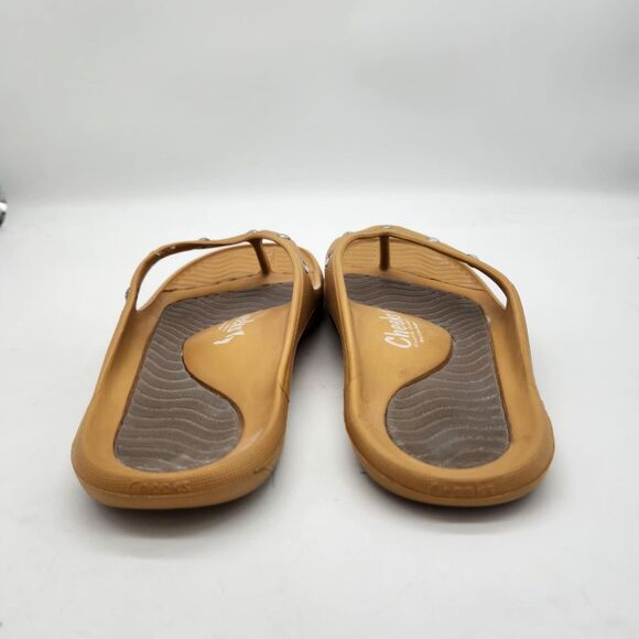 Tony Little Cheeks Sandals Flip Flops Round Jewels Beige MISMATCHED SIZES 6 & 7 - Picture 5 of 10